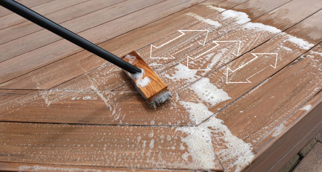 Brush your composite decking with soapy water